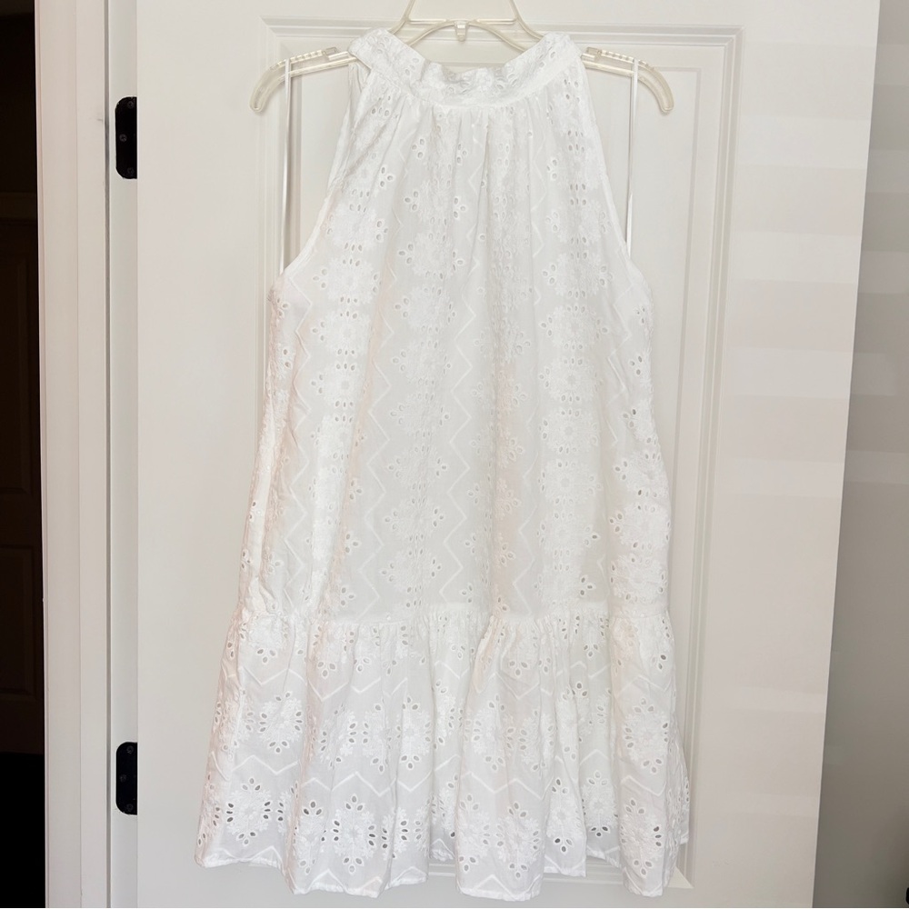 Christian Lacroix White Eyelet Sleeveless Halter Mini Dress Women’s Size M